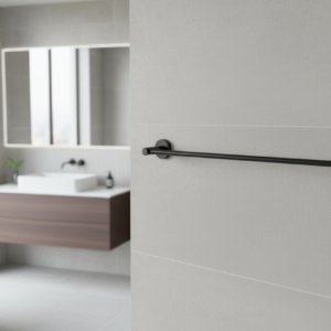 Black towel bar on a white background