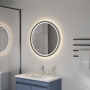 Black Frame Round LED Mirror 700mm